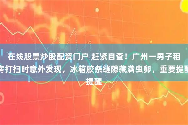 在线股票炒股配资门户 赶紧自查！广州一男子租房打扫时意外发现，冰箱胶条缝隙藏满虫卵，重要提醒